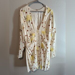 Free People Long Sleeve Dress with Cream and Yellow Floral Design